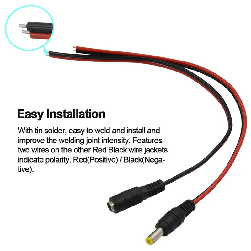 10/20/50PCS 12V Dc Connectors Male Female Jack Cable Wire Line Adapter Plug Power Supply 5.5 x 2.1mm