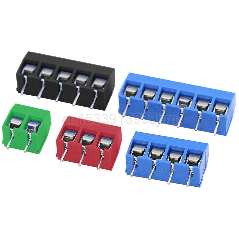 10Pcs KF301 Straight Pin 2P 3P 4P 5P 6P Screw PCB Terminal Blocks Pitch 5.0mm Connector Assortment Kit KF-301