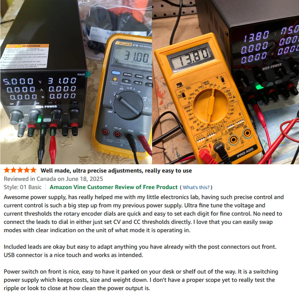 NICE-Power Dual Lab Power Supply 30V 10A Adjustable 3 Channel 60V 120V 240V Digital Bench Power Source Multiple Series Parallel