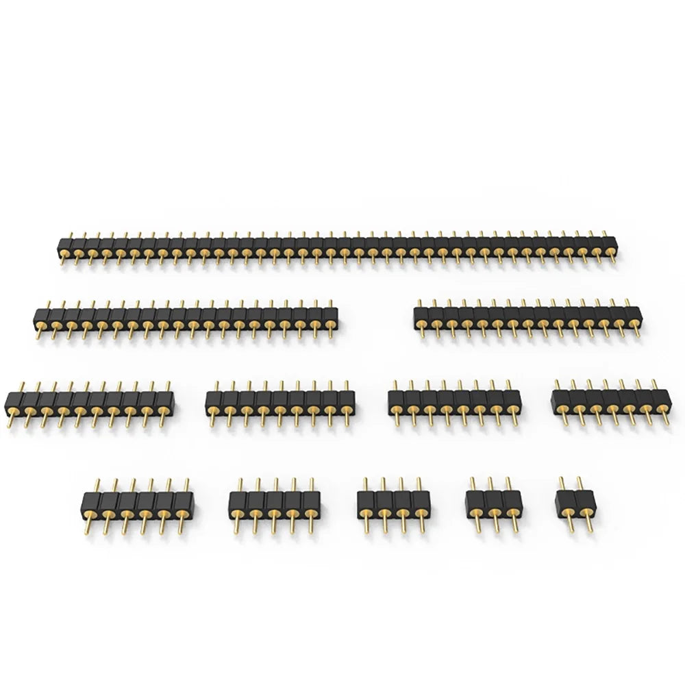 5pc 2.54mm Round Hole Male Tin Gold Female Pin Header 1/2x40P Single/Dual Row Breakable PCB IC Crystal Relay Transistor Socket