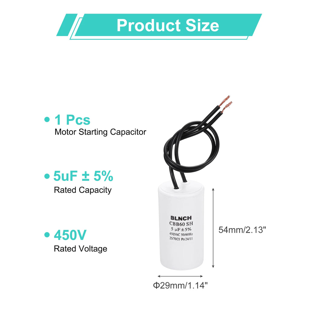 1/2Pcs CBB60 Running Capacitor 3-100uF 450V 2 Wire Electric Air Compressor Motor Run Starting Capacitor for Washing Machine