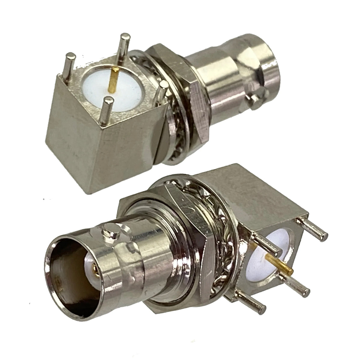 1pcs Connector BNC Jack Female Bulkhead Right Angle Solder PCB Mount Wire Terminals RF Coaxial Adapter New FJP-T1