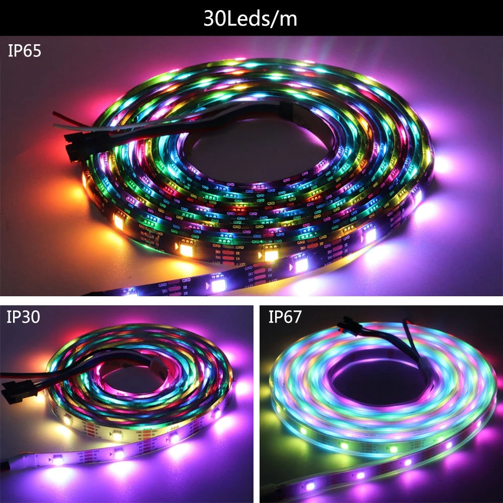 DC5V WS2812B WS2813 Individually Addressable RGBIC Led Strip DC12V WS2811 WS2815 5050 30/60/144Pixels/Leds/m Smart LED Light