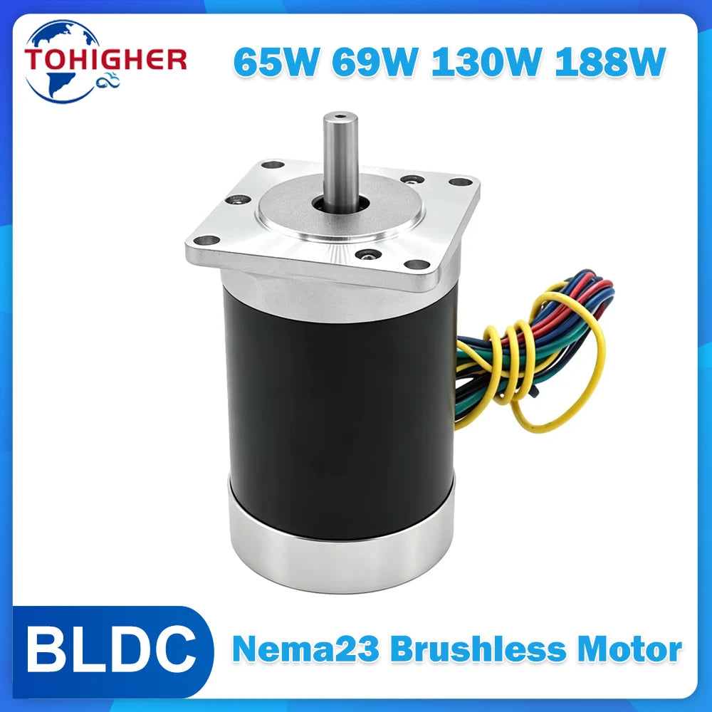 Nema23 57mm Brushless BLDC Motor 65W 69W 130W 188W DC 24V AC 220V 8mm Shaft Hall Sensor Motor 3000RPM 0.6Nm For CNC