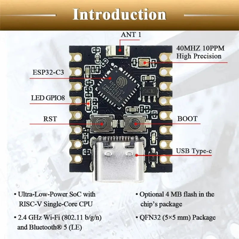 1-10PCS ESP32-C3 Development Board With ESP32 SuperMini Development Board ESP32 WiFi Bluetooth With 4M flash  For Arduino