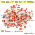 100pcs Ceramic capacitor 50V 1pF ~ 100nF 0.1uF 104 4.7PF 10PF 22PF 33PF 47PF 100PF 101 220PF 221 330PF 470PF 1NF 103 47NF 473