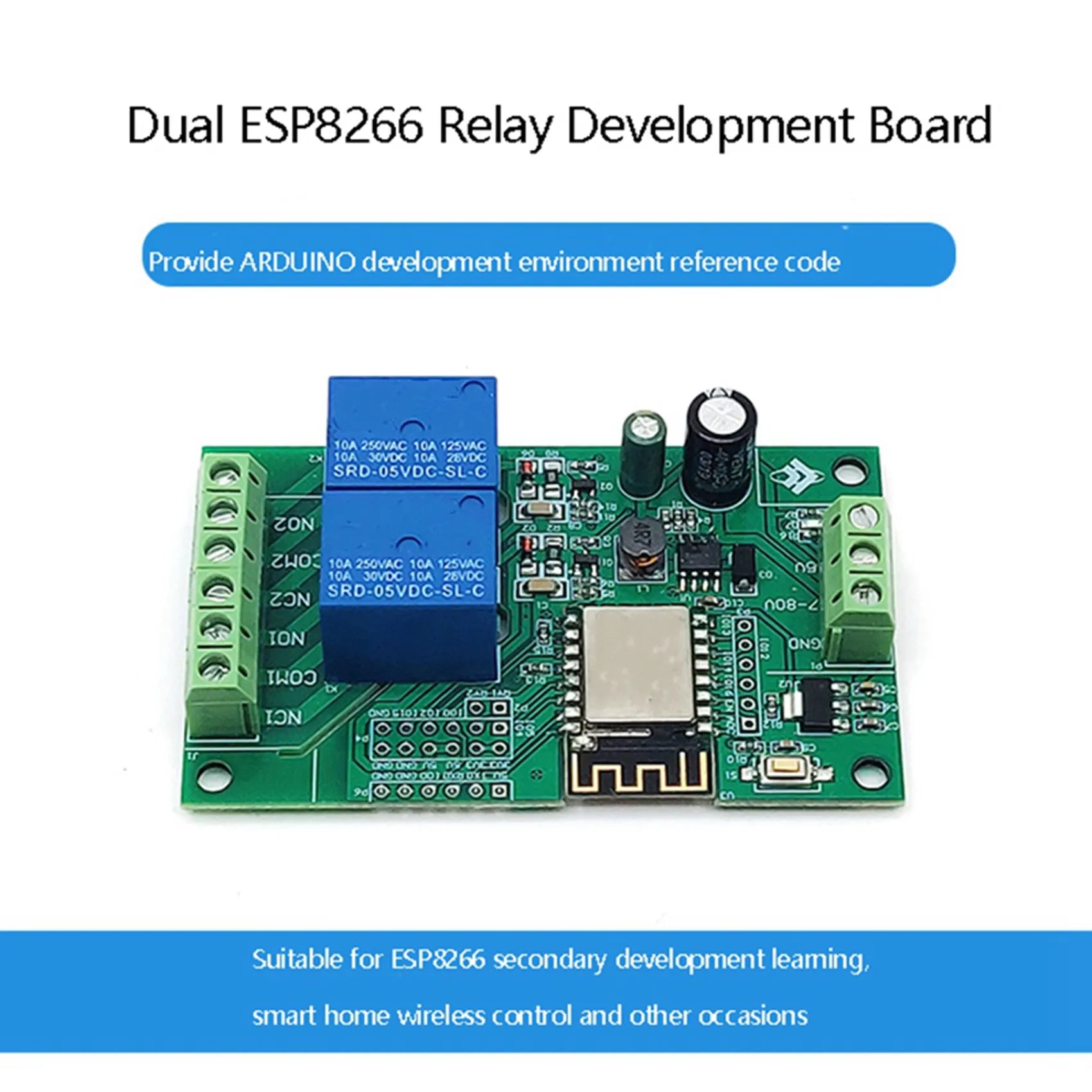 ABZZ-2X ESP-12F WIFI Relay Module 2CH 5V/8-80V Relay Switch Develop Board For ARDUINO IDE