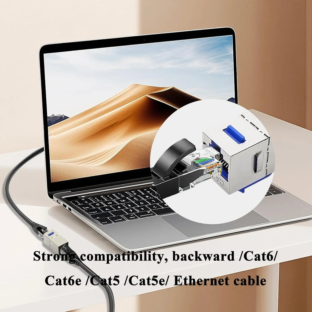 RJ45 Female Jack CAT5e/CAT6/CAT6A/CAT7 Shielded Keystone Coupler Socket Ethernet Cable Expansion Adapter for Standard Wall Plate