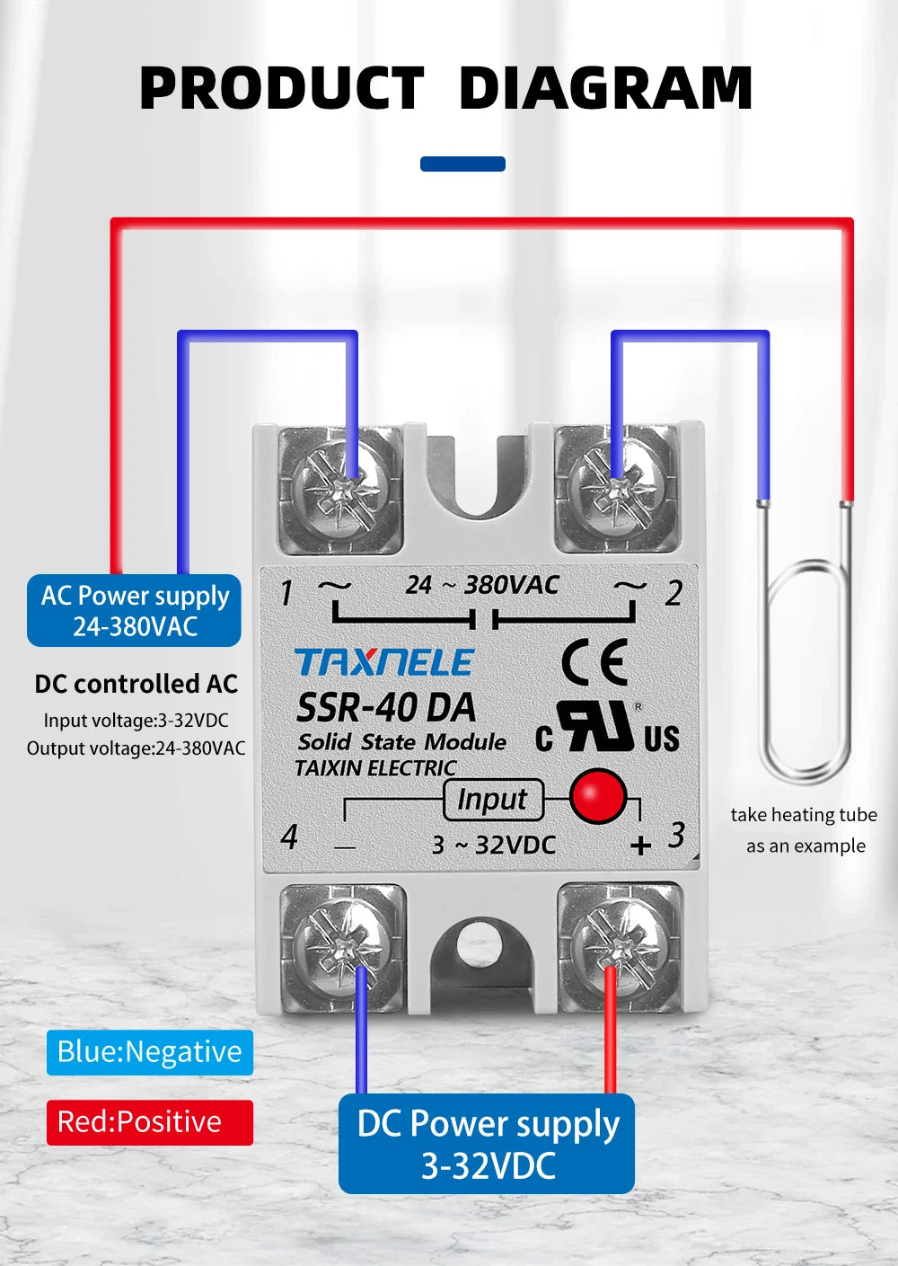 Single Phase Solid State Relay SSR-40DA SSR-25DA SSR-10DA DC To AC 3-32VDC Input 24-380VAC Output Solid State Relay