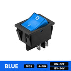 FILN 20A Rocker Switch 4 Pin ON-OFF 12V-24V 110V-220V Illuminated LED Power Switch PA66 Flame Retardant Marine Car Switch