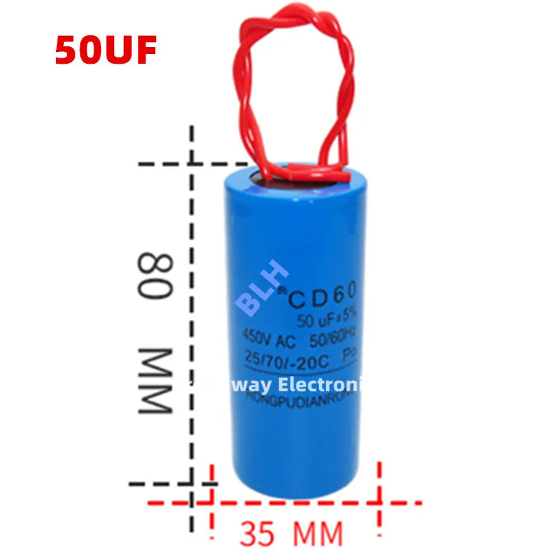 CD60 startup capacitor Plastic shell/electrolytic cell 450V 450VAC 75UF 100UF 150UF 200UF 250UF 300UF 350UF 400UF 500UF 800UF