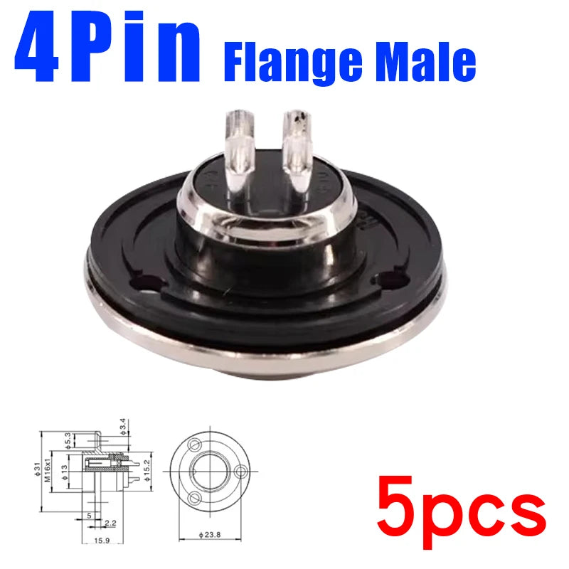 5pcs GX16 Connector Flange Mounting Aviation Plug Male Female 2 3 4 5 6 7 8 9 10Pin M16 Aviation Connector