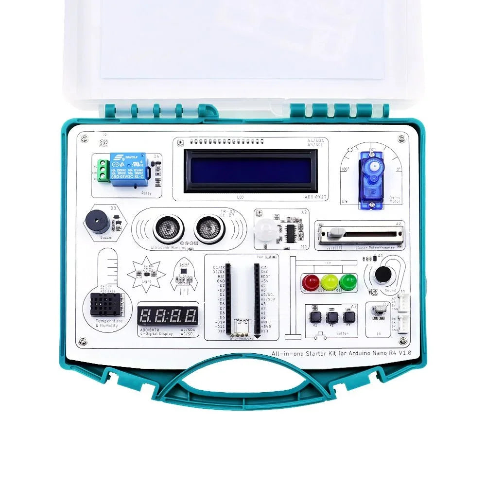 Elecrow All-in-one Starter Kit for Arduino NANO R4 with 20 lessons and 16 modules STEM Education Programming Learning Set