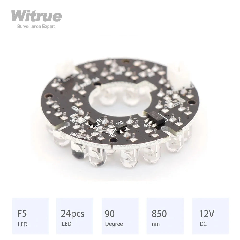 Witrue IR LED Board 24 Grain 850nm 90 Degree Diameter 44MM CCTV Accessoriesfor Surveillance Security Cameras