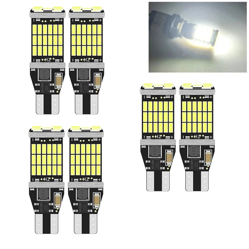 2/6pcs T15 Reverse Light W16W Led Super Bright 10W Canbus Backup Light Car Park Light White Red 12V