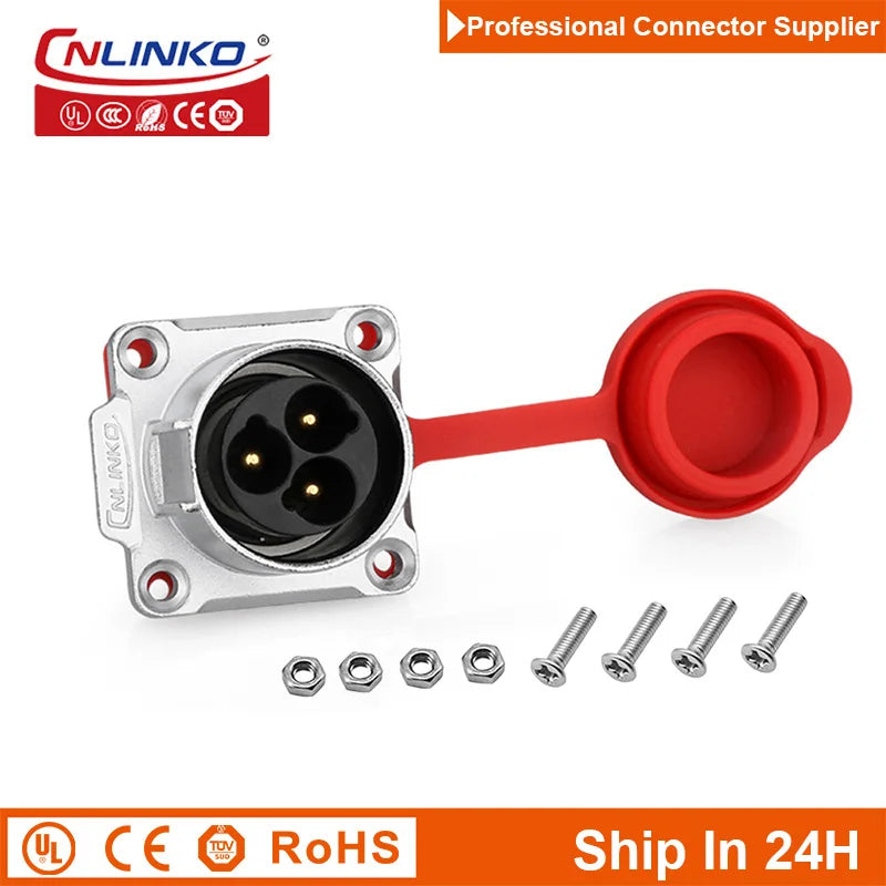 Cnlinko LP24 3 4Pin M24 Aviation Waterproof Power Connector Plug Socket for Radio Audio Visual Video Medical LED UAV Industry