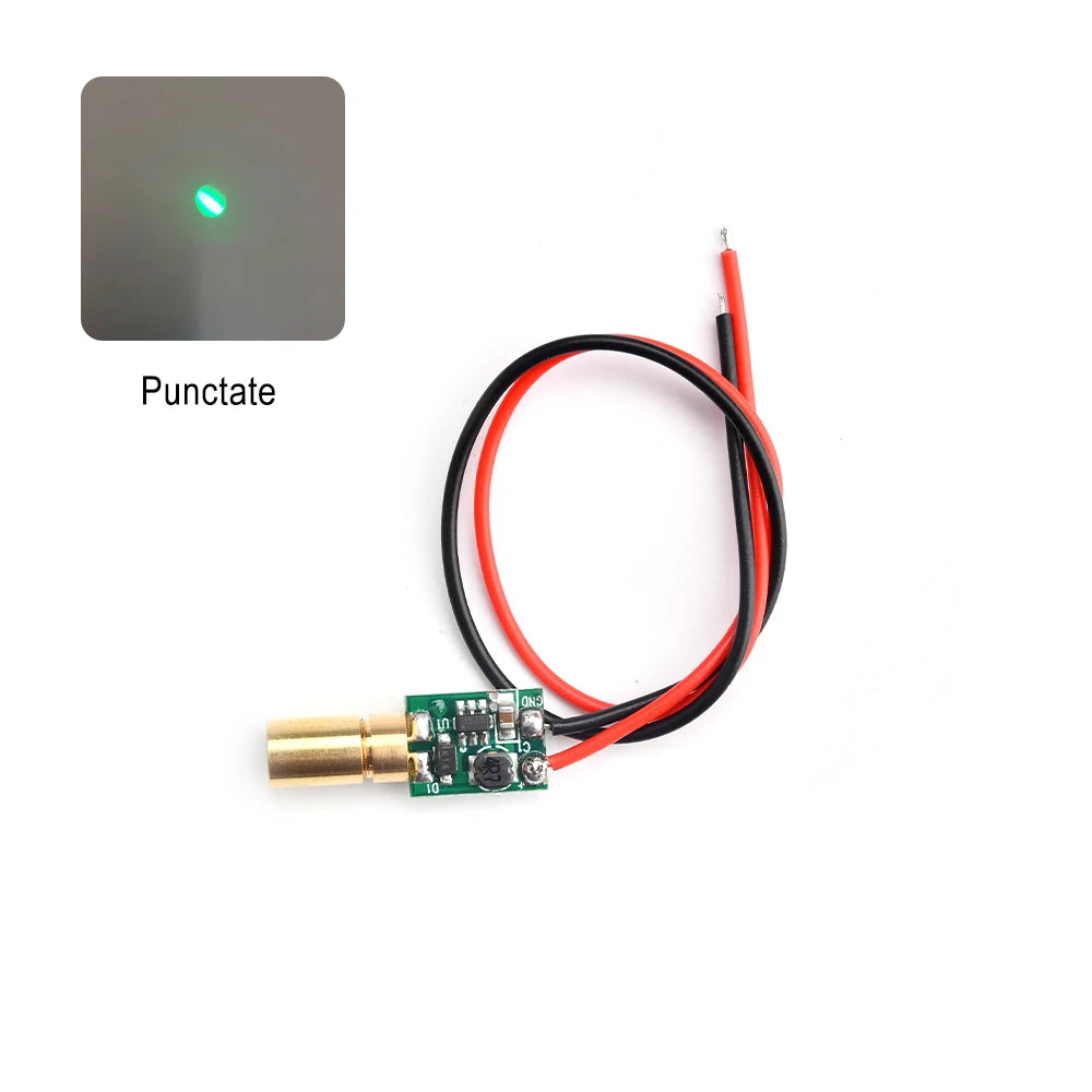 6mm 10mW Green Small Laser Head Module Dot/Line/Cross 3V-5V Adjustable Focal Length 520nm Laser Diode Head Industrial Class