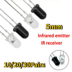 10-30Pairs 5mm 940nm IR LED Diode Kit Infrared Emitter & Receiver Diodes F5 for Remote Control DIY Electronics & Sensor Projects