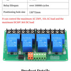 4-Channel Relay Module DC 5V/12V/24V High Low Level Triggers Smart Home PLC Automation Control 30A for Electronic Projects