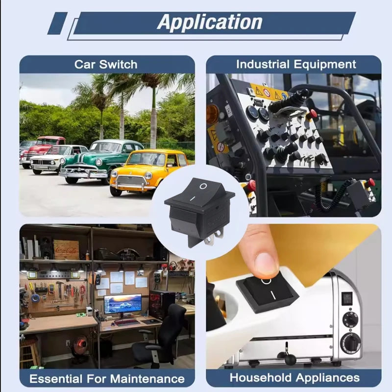 【5-1PCS】Rocker Switch DPST 40A 12V DC 4 Pin 2 Position Switch ON Off Toggle Switch 30A 250V AC 120V T125 KCD2 KCD4 Rocker Swit