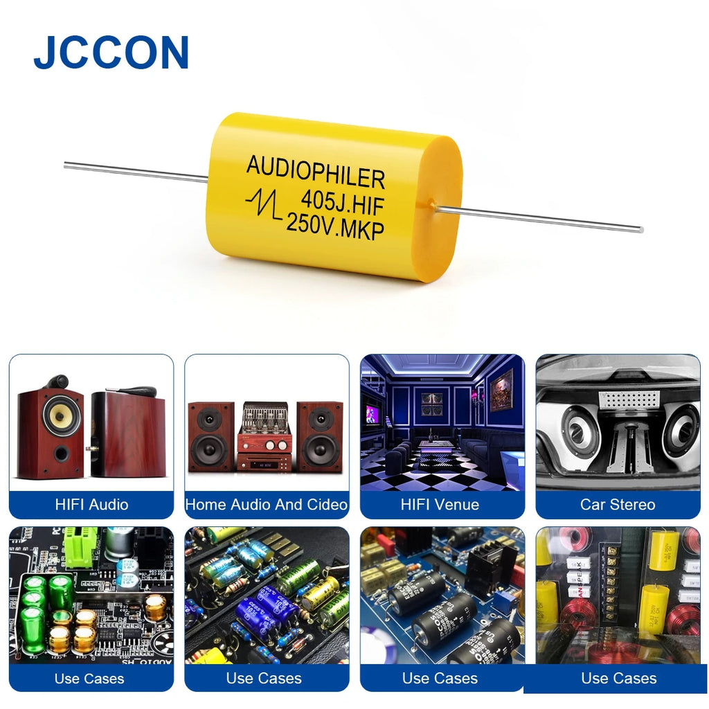 2Pcs 250V MKP Capacitor Audiophiler HIFI Fever Audio Metal Film Coupling Frequency Dividing 1UF 1.5UF 1.8UF 2.2UF 2.7UF 3.3UF