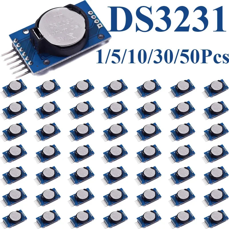1/5/10/30/50Pcs DS3231 AT24C32 High Precision RTC Real Time Clock Module I2C IIC Communication Memory Storage Module Battery