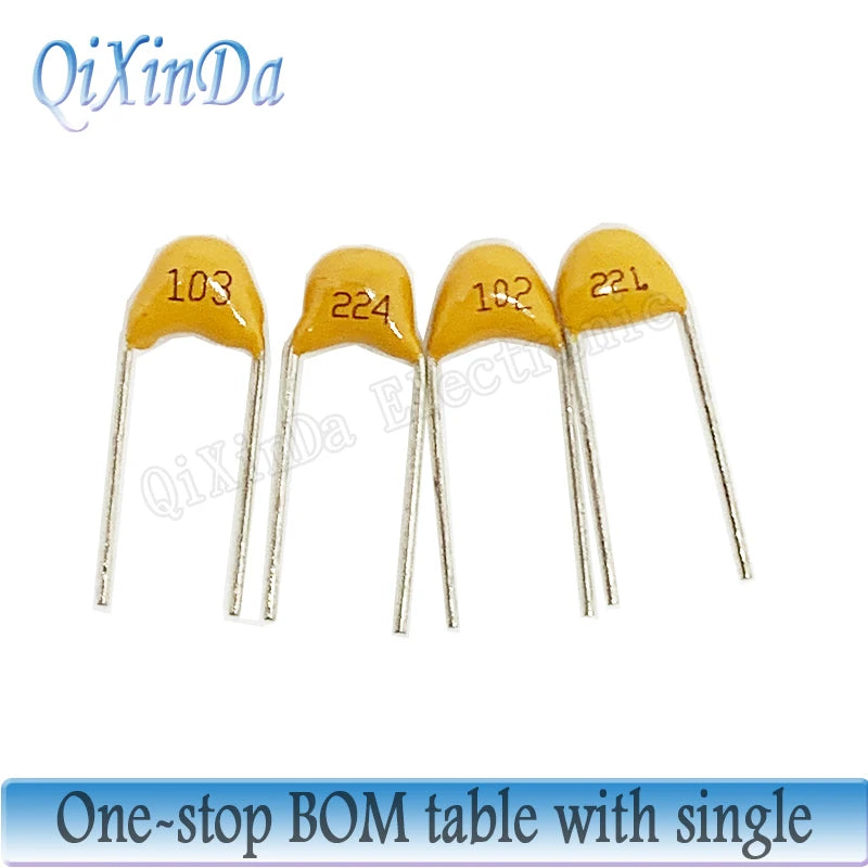 100pcs 50V monolithic ceramic capacitor 10PF ~ 10UF 22PF 47NF 220NF 1NF 4.7UF 1UF 100NF 330NF 0.1UF 102 104 105 106 103 473 334