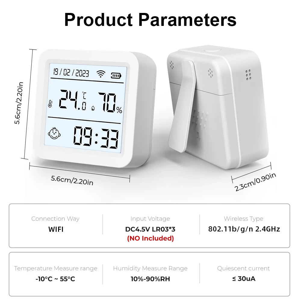 Tuya WIFI Temperature and Humidity Sensor Hygrometer Thermometer with/No LCD Display Indoor Support Alexa Google Assistant
