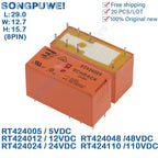 20Pcs/Lot Power relays RT424 8PIN 8A 250VAC Power Relay 5V 12V 24V DC RT424005 RT424012 RT424024 SPDT 2 Form C 100% Original New