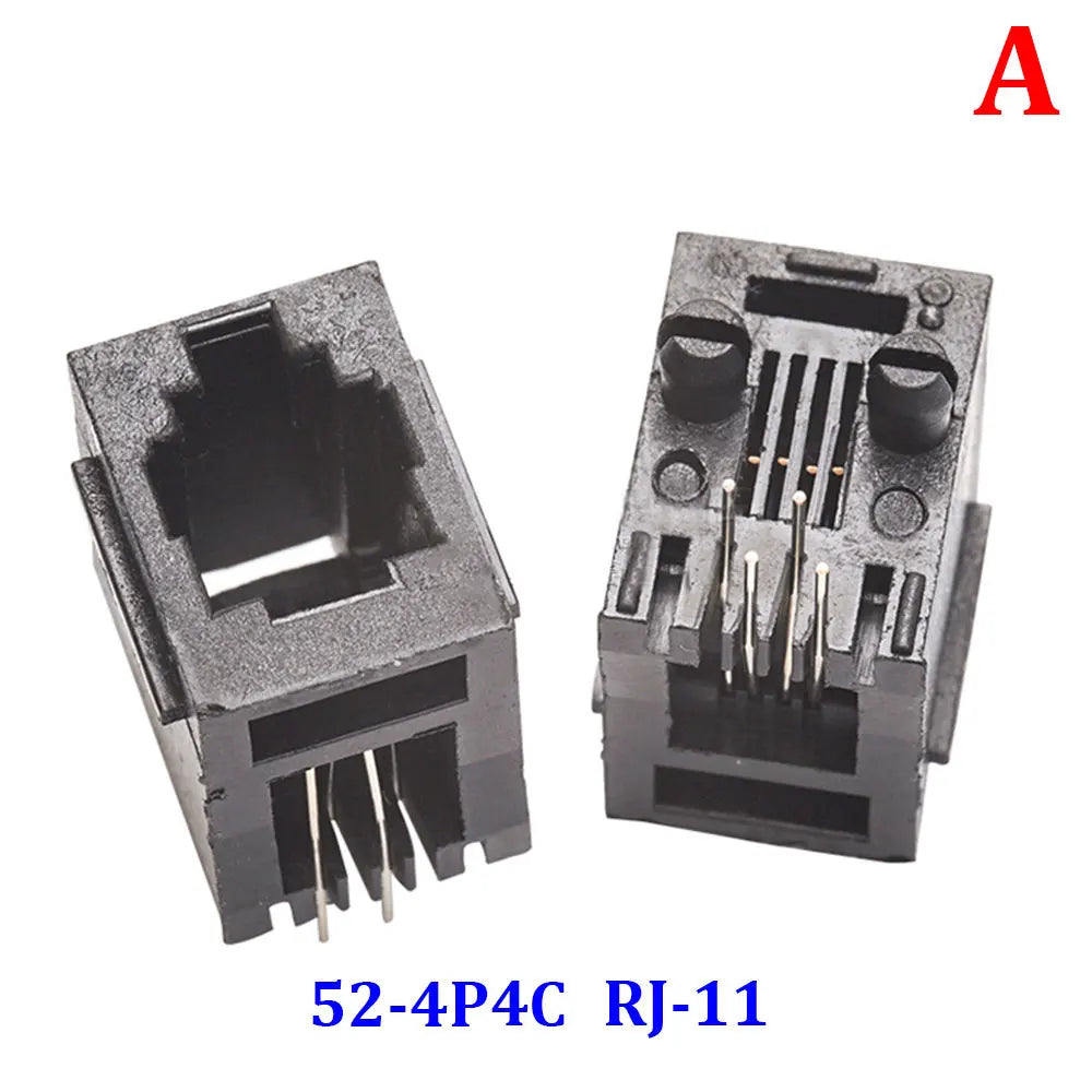 10Pcs RJ11 RJ45 Socket 52-4P4C 6P2C 6P4C 6P6C 8P8C Seat RJ12 Phone Jack Female 6Core Crystal Head 180 Degrees Vertical