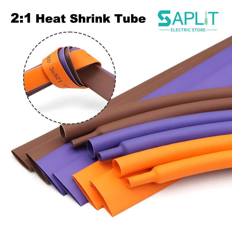 NEW-Color 2:1 Heat Shrink Tube 1 2 3 4 6 8 10 12 14 16 18 20 30 40 50mm DIY Wire Cable Repair Connector Wrap Insulated Sleeving