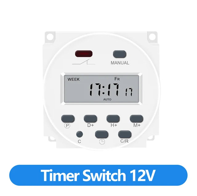 CN101A Digital Microcomputer 7Days Weekly Programmer Electronic Timer Switch 220V Time Relay with Countdown 12V DC for Light Fan