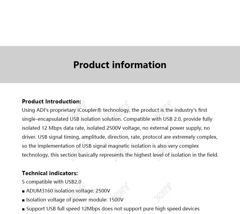 XRY USB to USB Isolated Digital Signal Audio Power Isolator ADUM3160