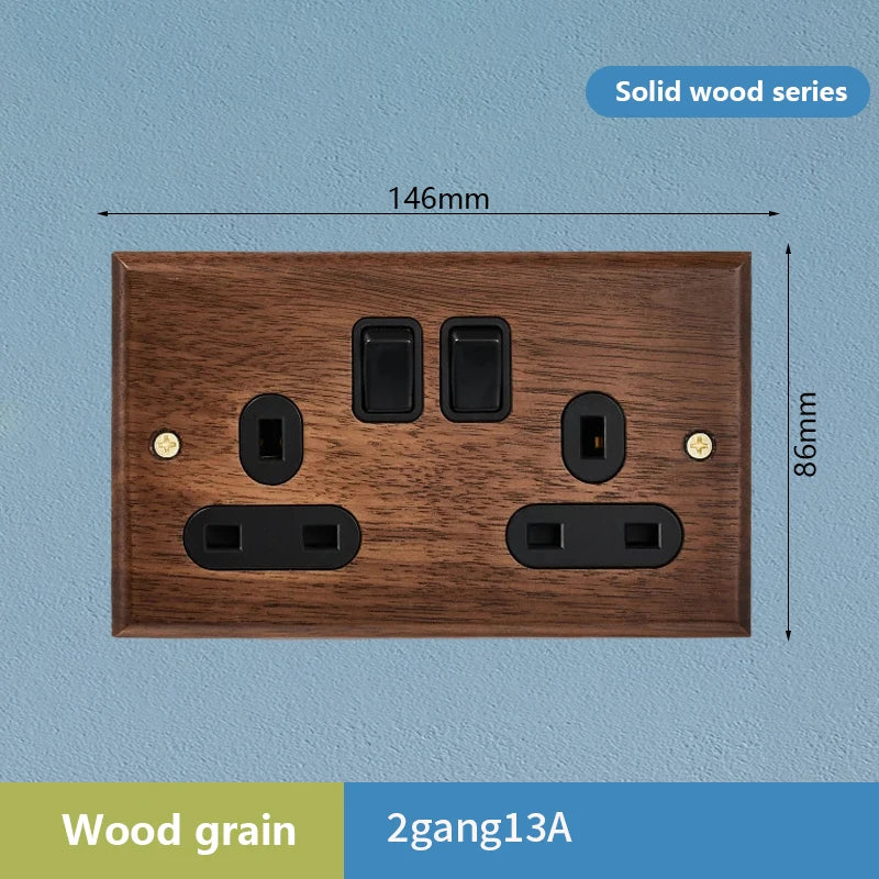 1/2/3/4gang1/2way European Vintage Passage Wall Light Solid Wood Brass Toggle Panel Switch Power Outlet, Antique Home Decor
