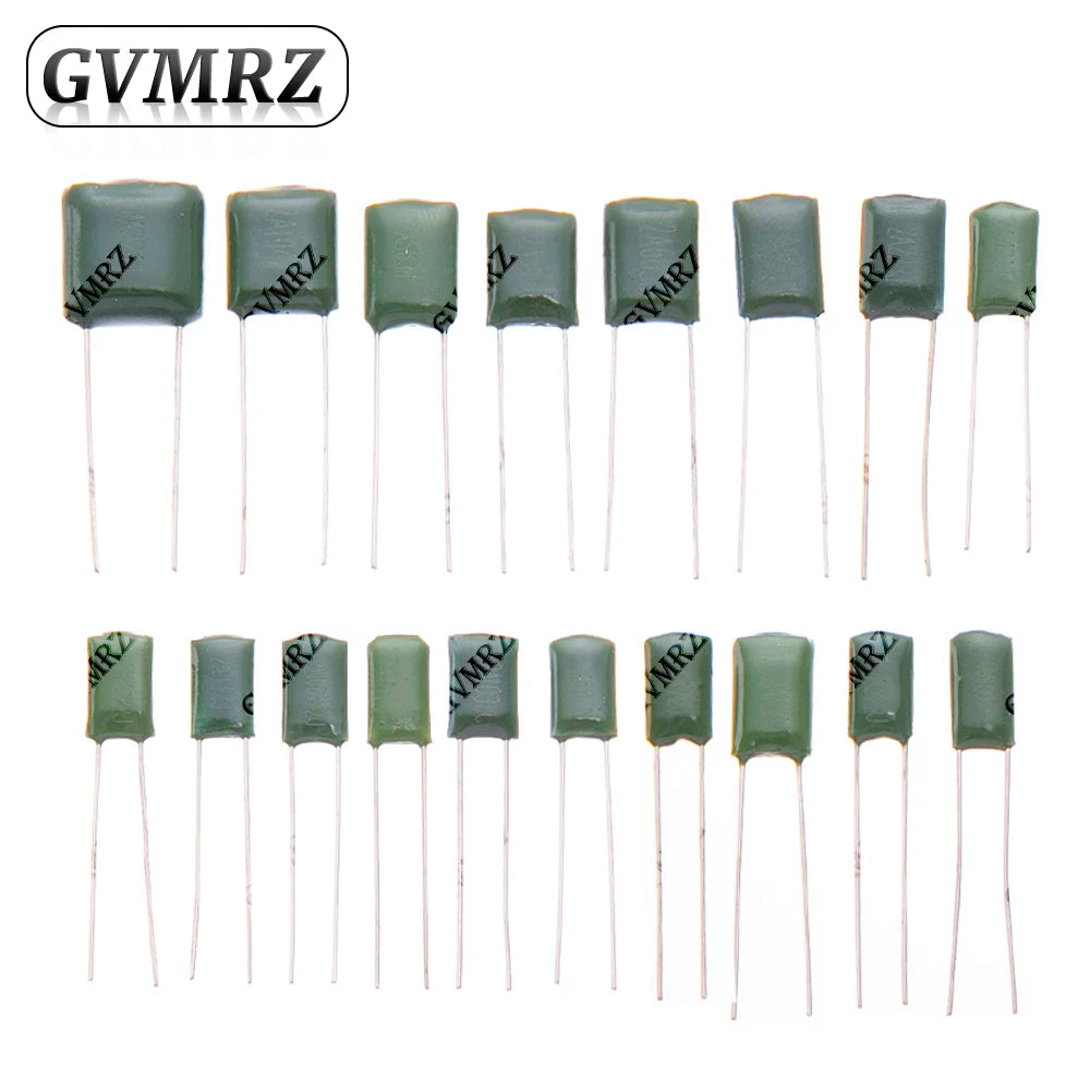50PCS Polyester Film Capacitor Assorted Values J Tolerance for Electronics DIY