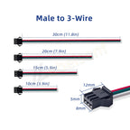 JST SM 3 Pin Pitch 2.54mm Female Male Connectors WS2812B WS2811 LED Lights Strip Connection Cable 10cm 15cm 20cm 30cm 22AMG Wire