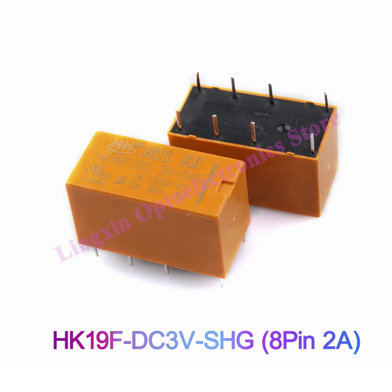 20PCS/Lot Signal Relay HK19F -DC  3V 5V 6V 9V 12V 24V-SHG Relays HK19F-DC12V-SHG HK19F-DC24V-SHG 8PIN 2A 2 Open 2 Closed 4078