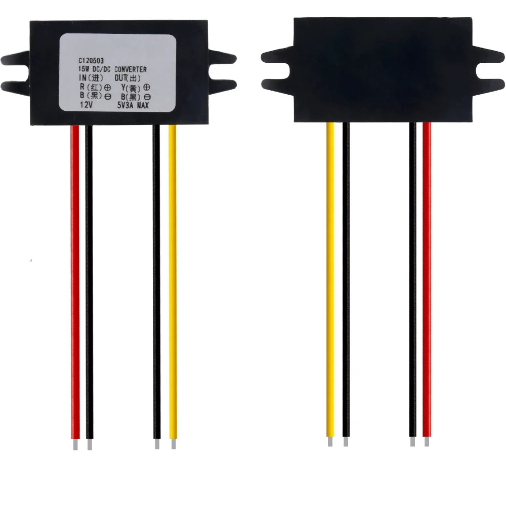 DC-DC Step Down Module Power Converter 12V to 5V 3A Wire/Dual Ear USB /Type C/dual USB/Adapter USB-A Female Connector Waterproof