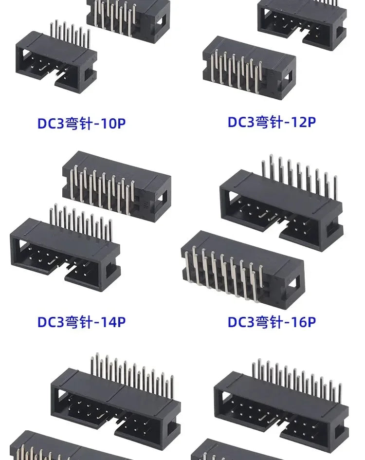 10Pcs Pitch 1.27mm 2.0mm 2.54mm Male Socket Straight IDC Box Headers PCB CONNECTOR DOUBLE ROW DC3 HEADER DIP 6/10/20/26/34/40Pin