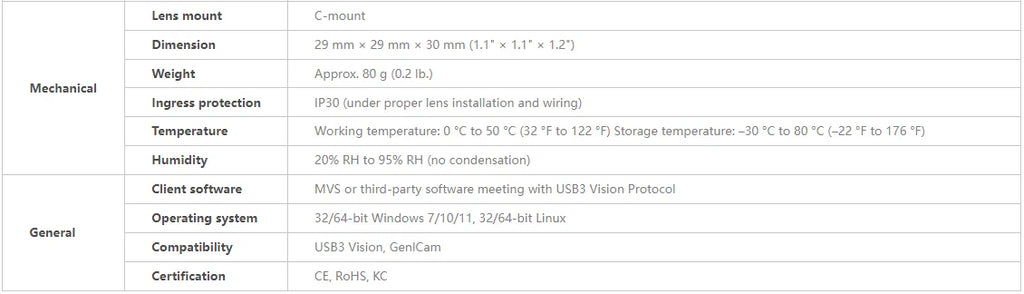 Hikrobot MV-CU020-90UM/UC Industrial Camera, 2MP 1/1.7" Global Shutter CMOS, USB3.0 Interface