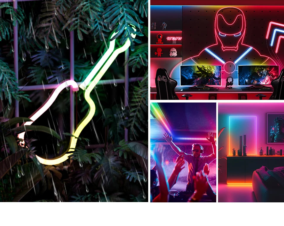 WS2811 RGBIC Neon Light Strip Addressable Neon Sign Silicone External 1 IC Control 6 LEDs Bright Tape 108 LEDs/M 24V IP67 3m 5m