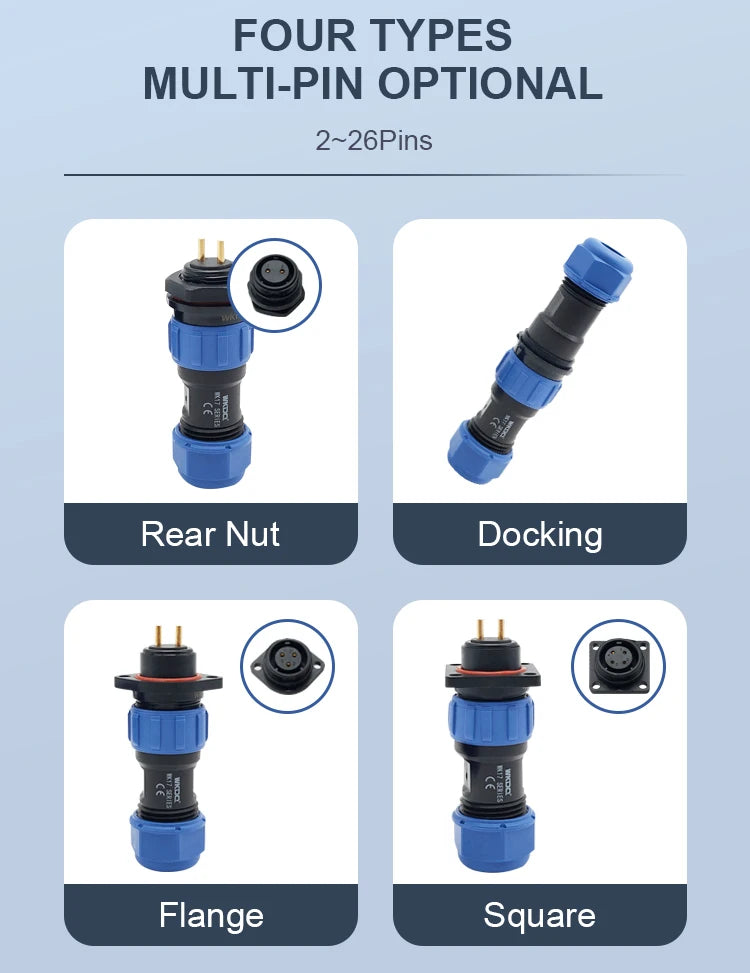 SP11 Tin Soldering Waterproof Connector IP68 Male Plug&Female Socket Rear-nut Docking Panel Mount 2/3/4/5 Pin Cable Wire Connect