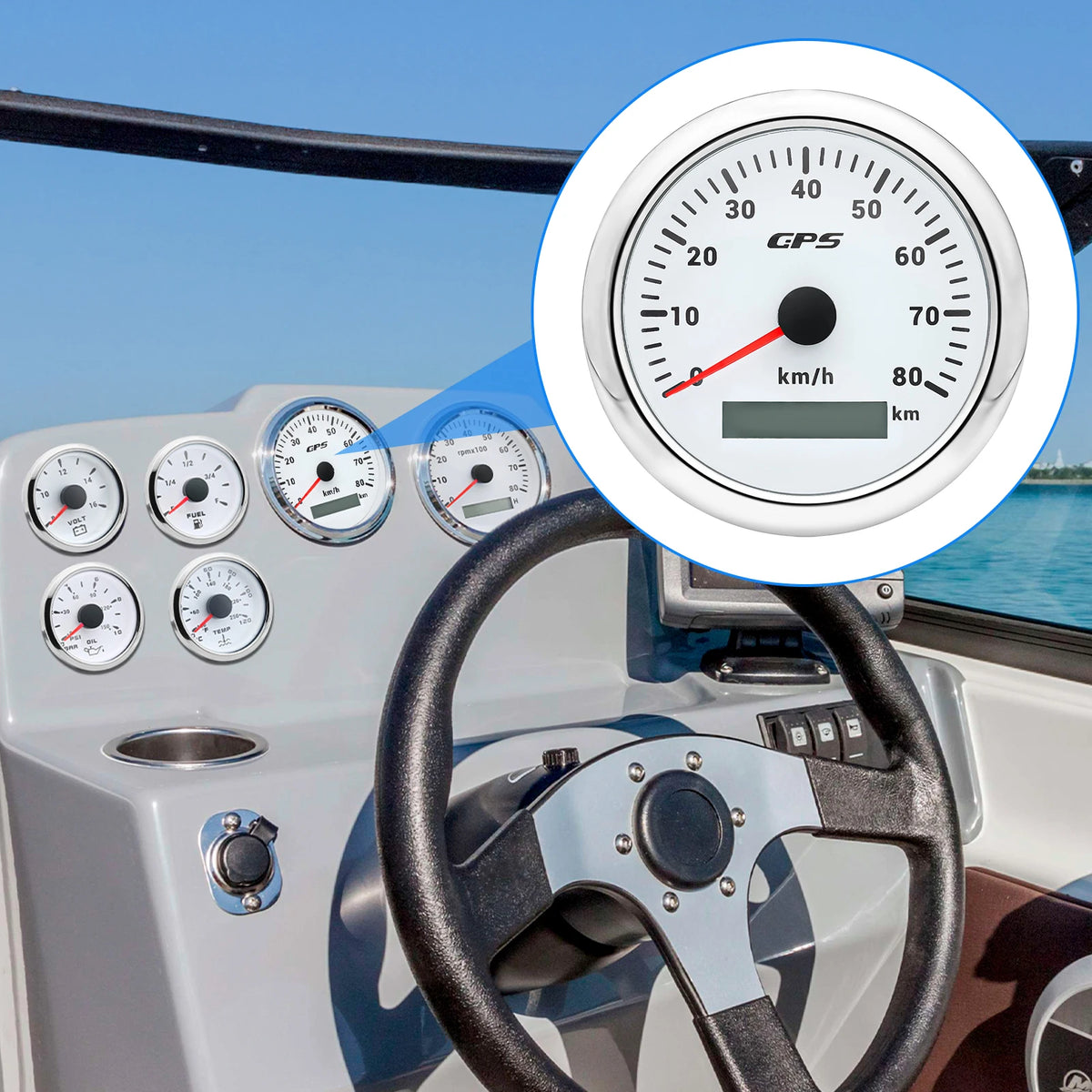 60/120/200KMH 85MM GPS Speedometer Gauge 7 Color Light with GPS Antenna Waterproof Motorcycle Boat Car Truck Speed Gauge Meter