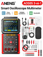 Dual-channel Oscilloscope Rechargeable 50MHz Bandwidth 200MSa/s Sampling Smart Automatic 3-in-1 Detector 25000 Count ANENG AOS05