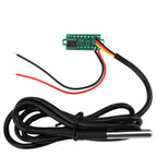 DC4-28V 0.28-inch Mini Two-Line Digital Thermometer Tester LED Display DS18B20 Waterproof Metal Probe -50 ℃~125 ℃