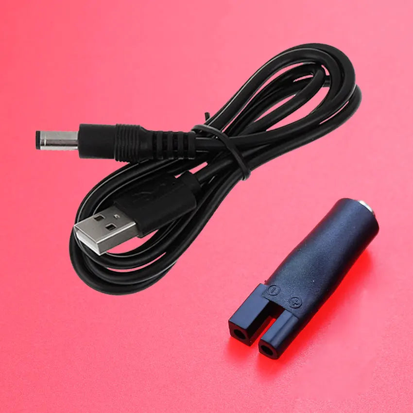 2/7Pcs 5V DC 5.5*2.1mm USB Power Cord Cable Double Hole Charging Adapter Plug For All Kinds Hair Clippers Beard Trimmers Shavers