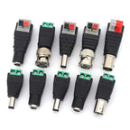 2PCS DC 12V Male Female BNC Connectors 5.5*2.1mm/2.5mm Welding-Free Power DC Plug Adapter Jack Sockets For LED Strip CCTV Camera