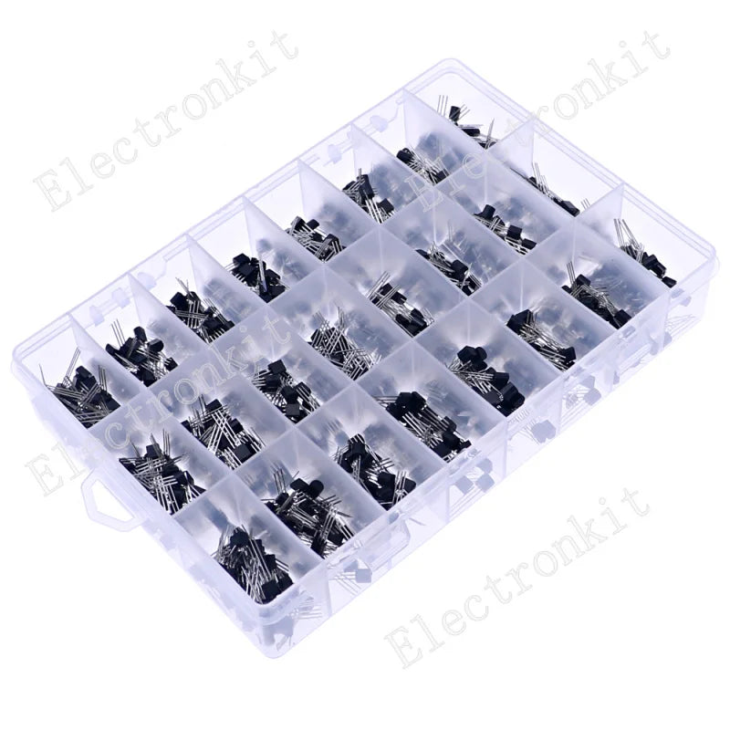 840pcs 24Values TO-92 PNP/NPN Transistor Assortment Kit BC327 BC337 BC547 2N2222 3904 3906 C945 BC517 BC550 BC556 BC558 S9014