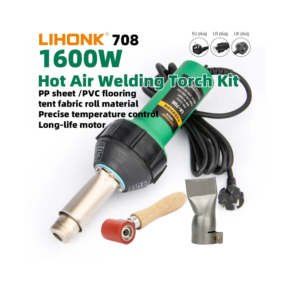 LK708 1600W 2000W Hot Air Welders Heat Gun Industrial Plastics Welding Tools for PP PE PVC PETG ABS Welding