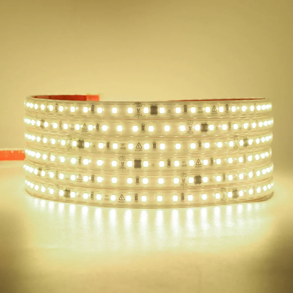 Dimmable LED Strip Light 220V Switch EU Power Dimmer Kit Waterproof 2835 120LEDs/M High Bright Flex Tape Home Decor 0.5M 10M 20M